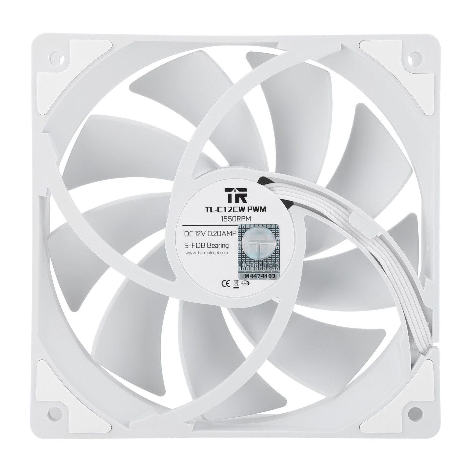 Wentylator biały Thermalright TL-C12CW 120x120x25 PWM 1550 RPM S-FDB BULK