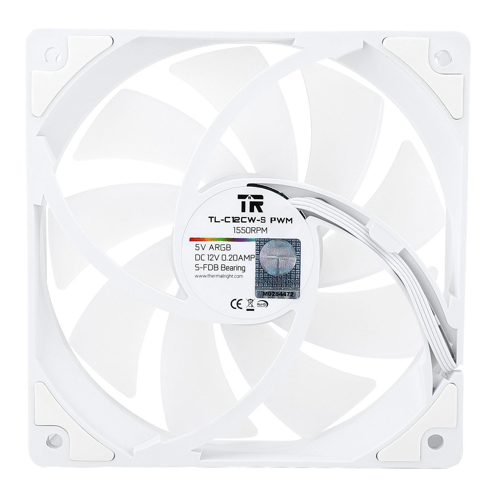 Wentylator biały Thermalright TL-C12CW-S 120x120x25 ARGB PWM 1550RPM
