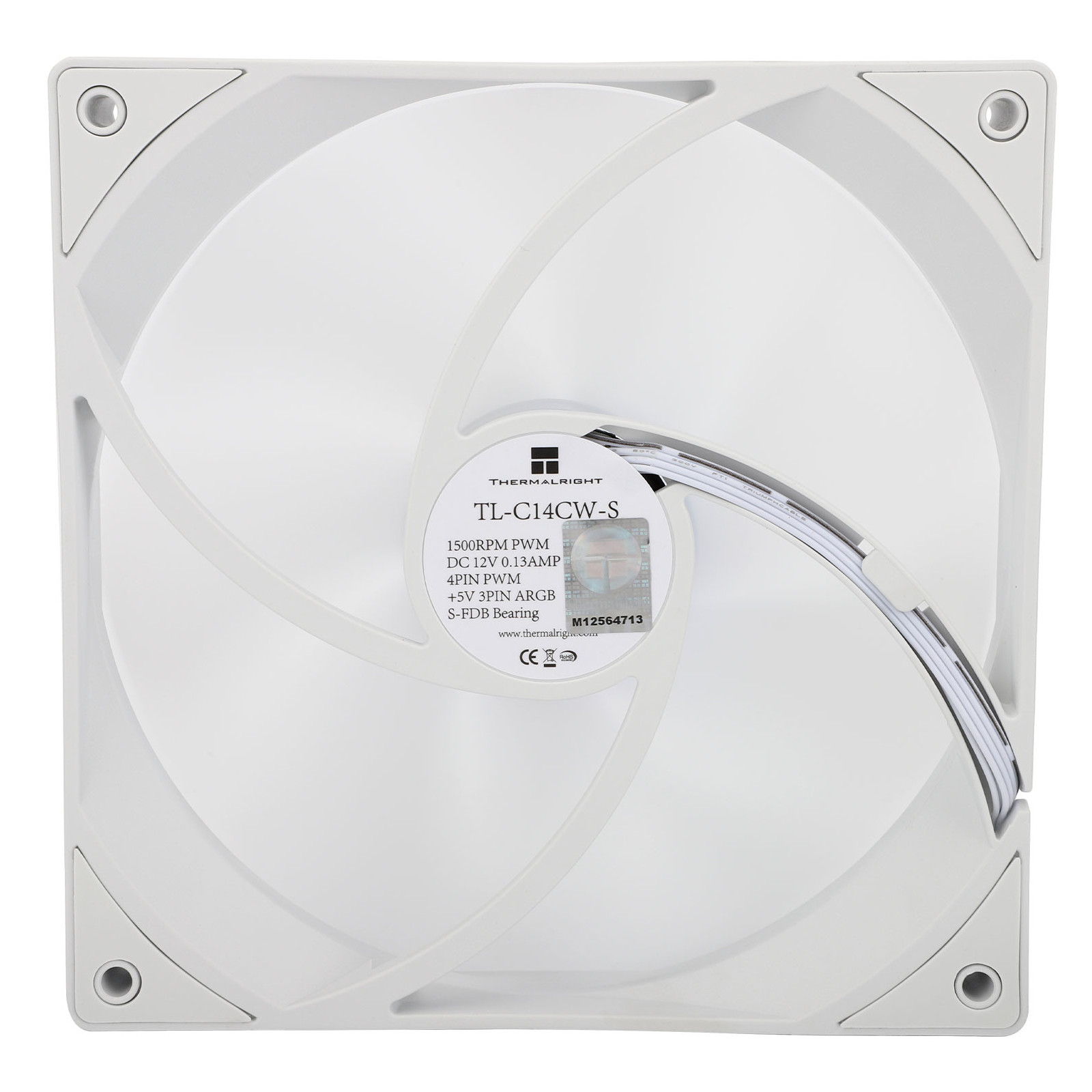 Wentylator Thermalright TL-C14CW-S 140x140x25 ARGB PWM 26,4 dBA biały
