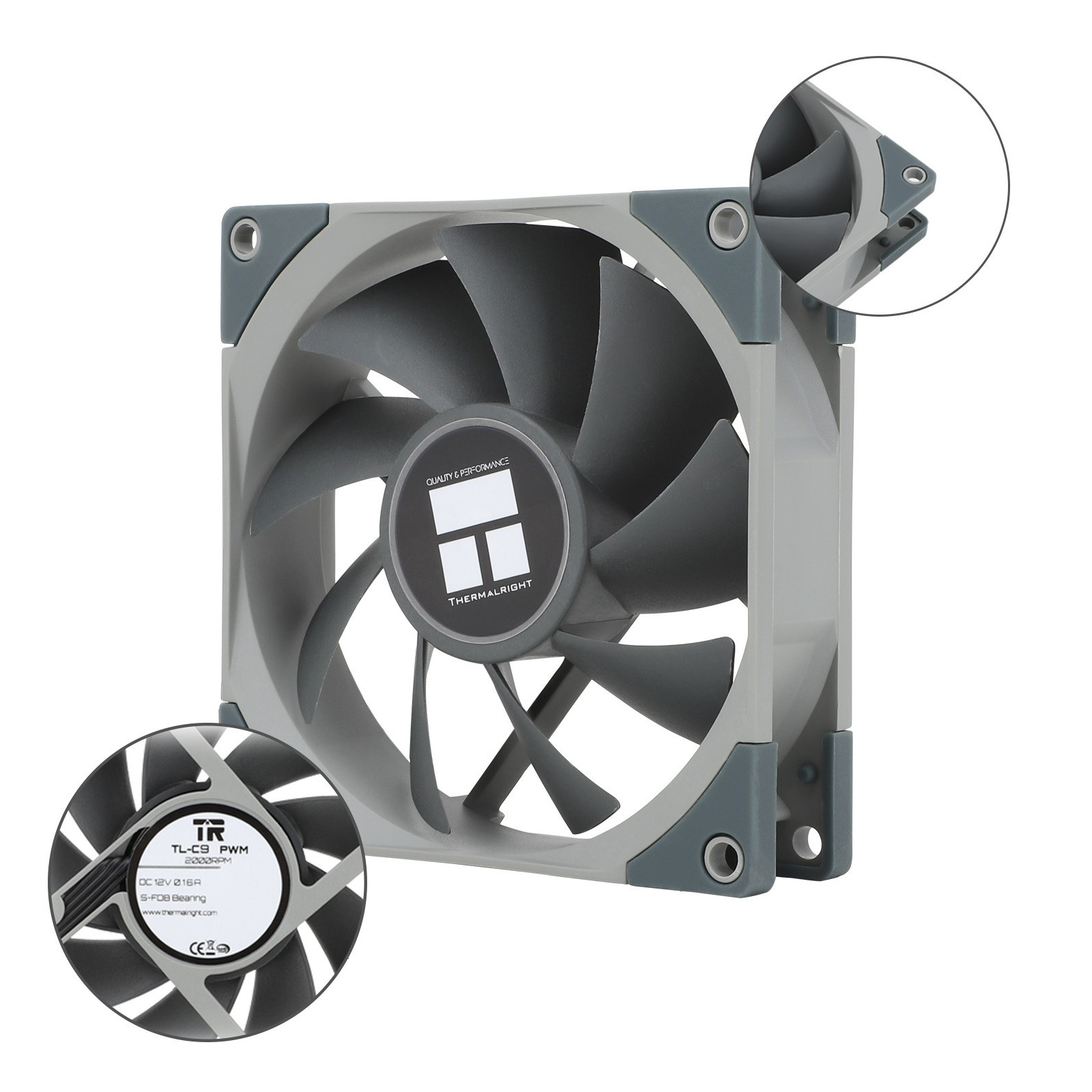 Wentylator Thermalright TL-C9 92x92x25 PWM 2000 RPM 27,3 dBA SFDB szary