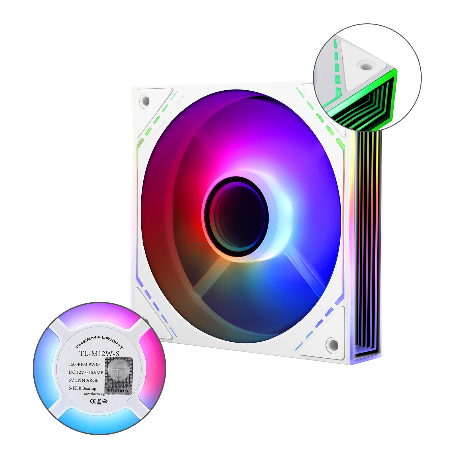 Wentylator biały Thermalright TL-M12W-S 124x120x25 ARGB 4 PIN PWM BULK