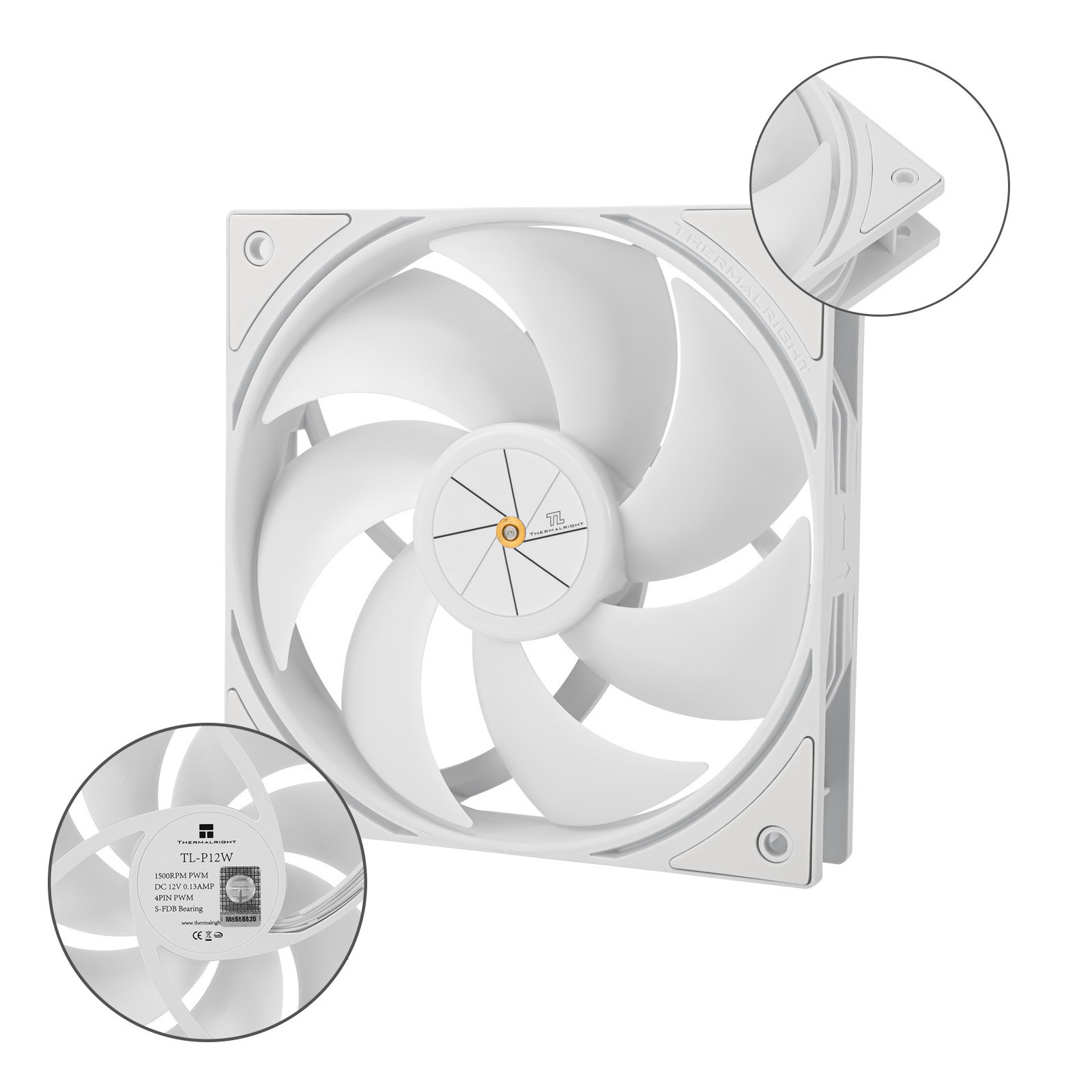 Wentylator biały Thermalright TL-12PW 120x120x25 4 PIN PWM 1500 RPM