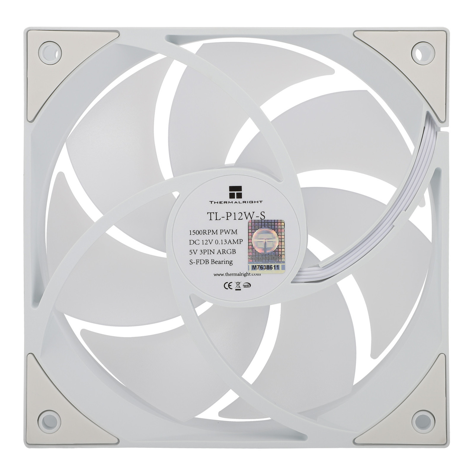 Wentylator biały Thermalright TL-P12W-S 120x120x25 ARGB PWM 1500 RPM