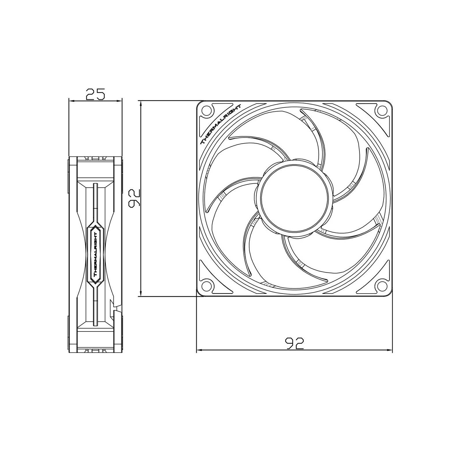 Wentylator mały Thermalright TL-P9 92x92x25 4PIN PWM 2200 RPM 23,85 dBA