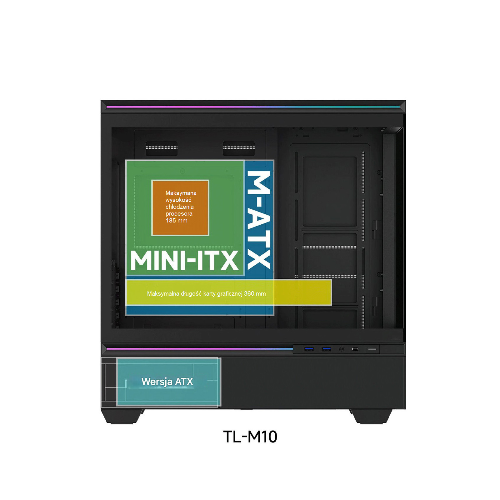Obudowa Thermalright TL-M10 VISION Czarna Micro ATX Midi TOWER ekran 9.16