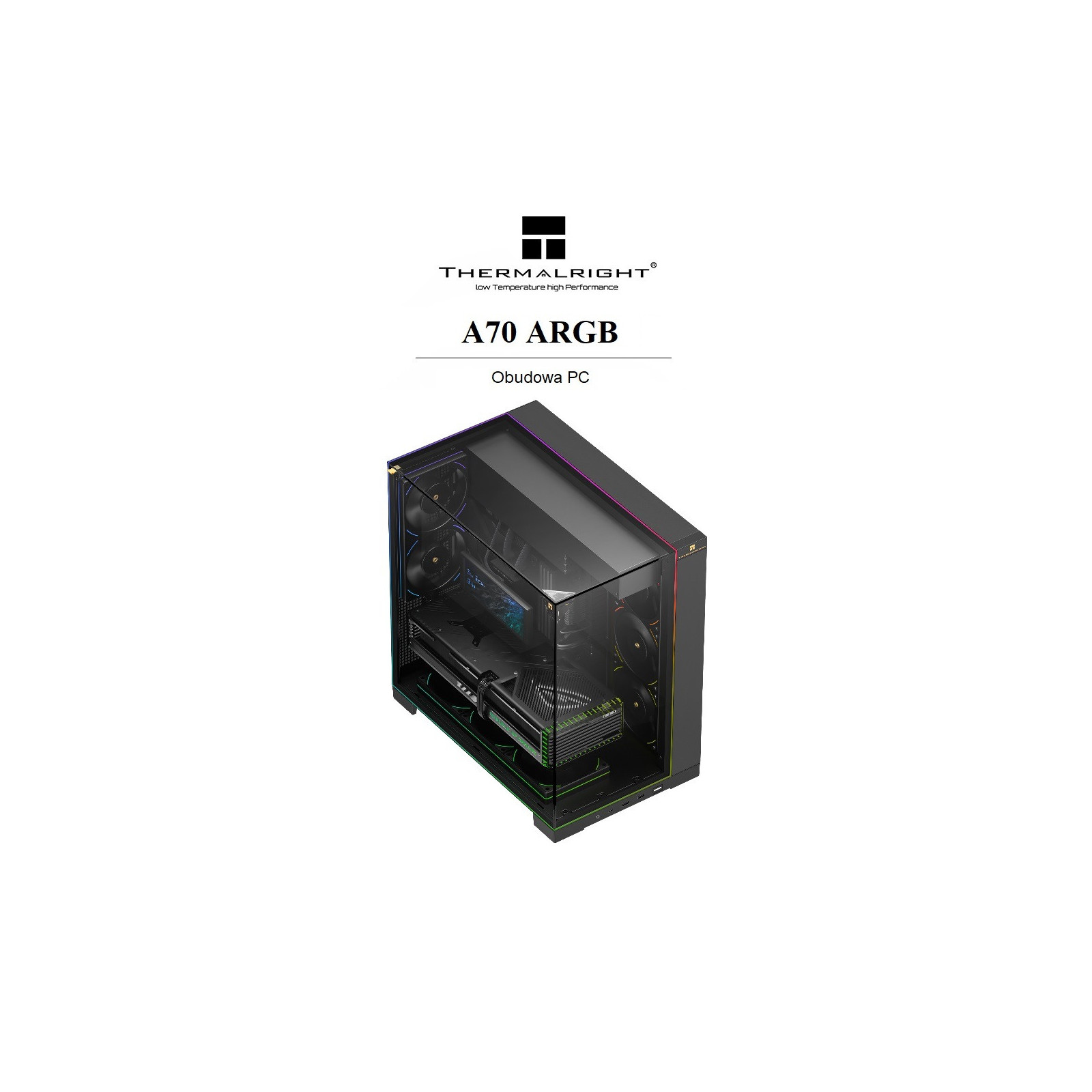 Obudowa komputerowa Thermalright A70 ARGB Czarna Full Tower Back-connect