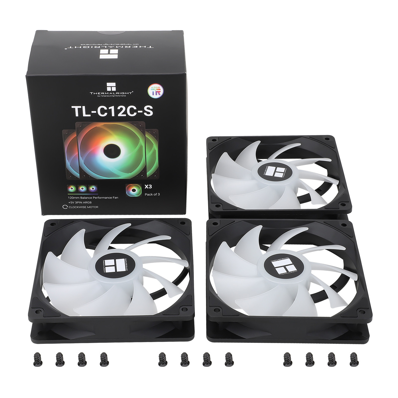 Zestaw 3 wentylatorów Thermalright TL-C12C-S 120x120x25 ARGB PWM 1550 RPM